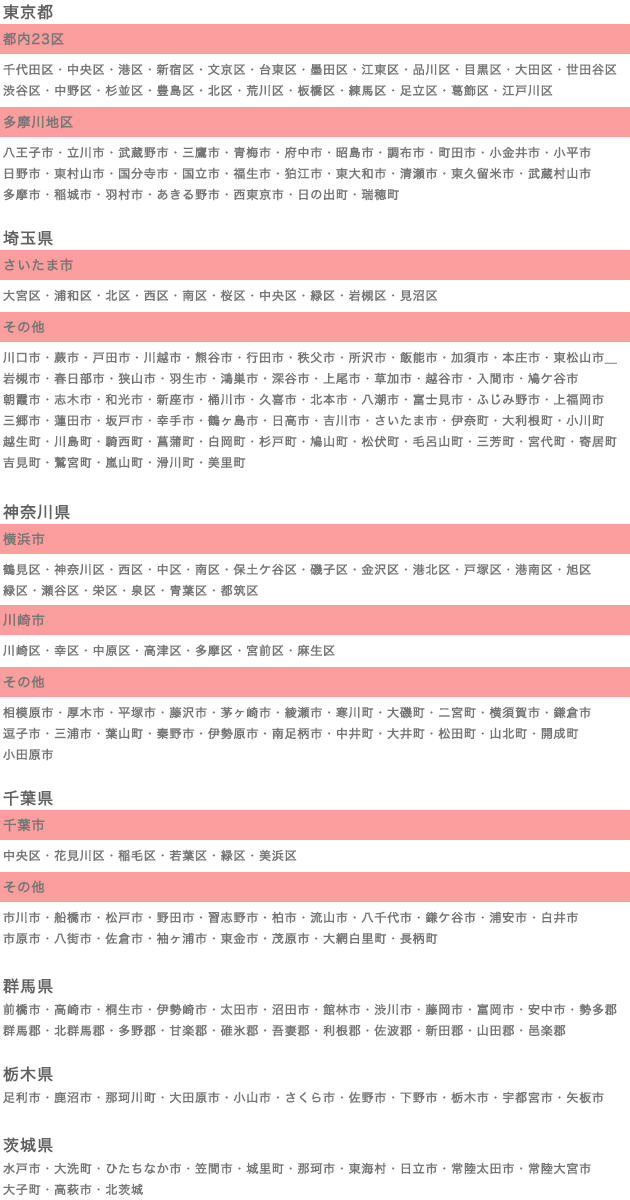 対応地域一覧表